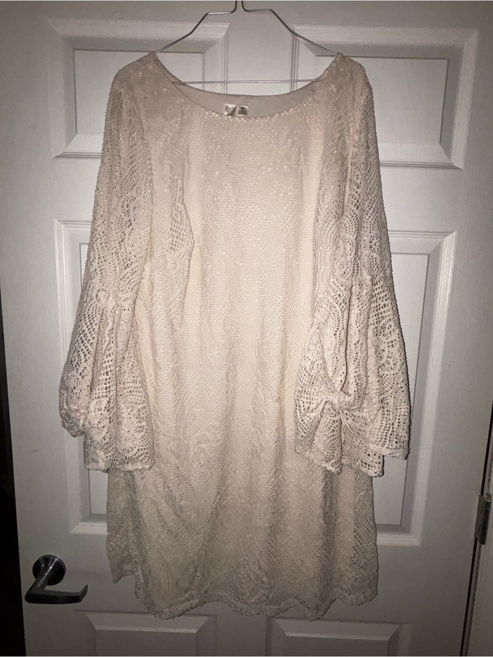 Boho Lace Bell-Sleeve Dress in Cream